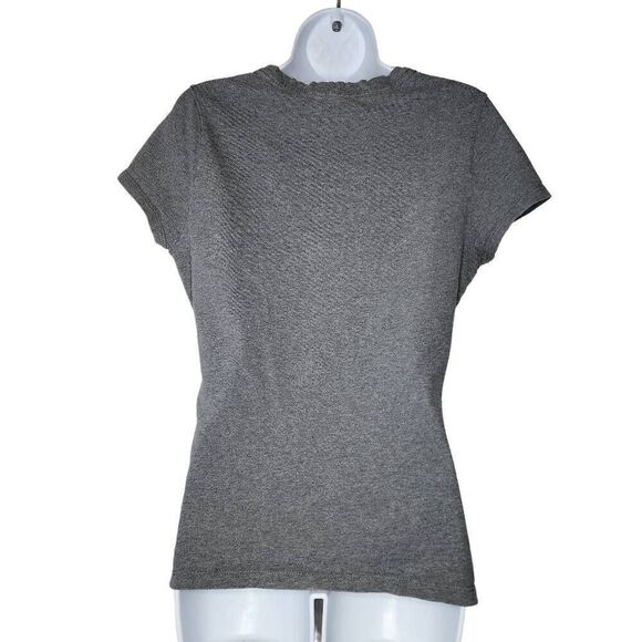 Tommy Hilfiger Women Tops, Stitched Lettering Logo Short Sleeve Grey Tee, Sz M - Picture 8 of 8